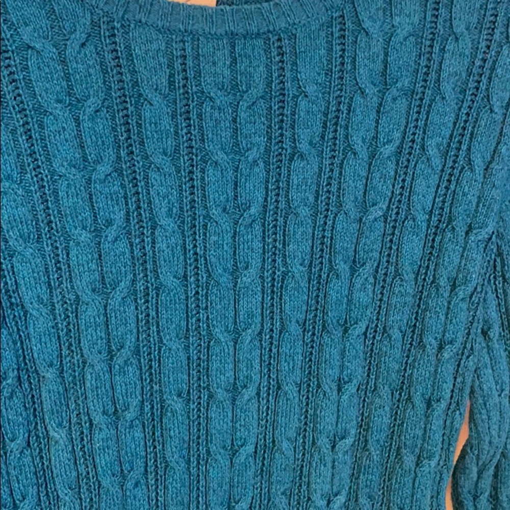 St John’s Bay teal knit sweater - Picture 2 of 6